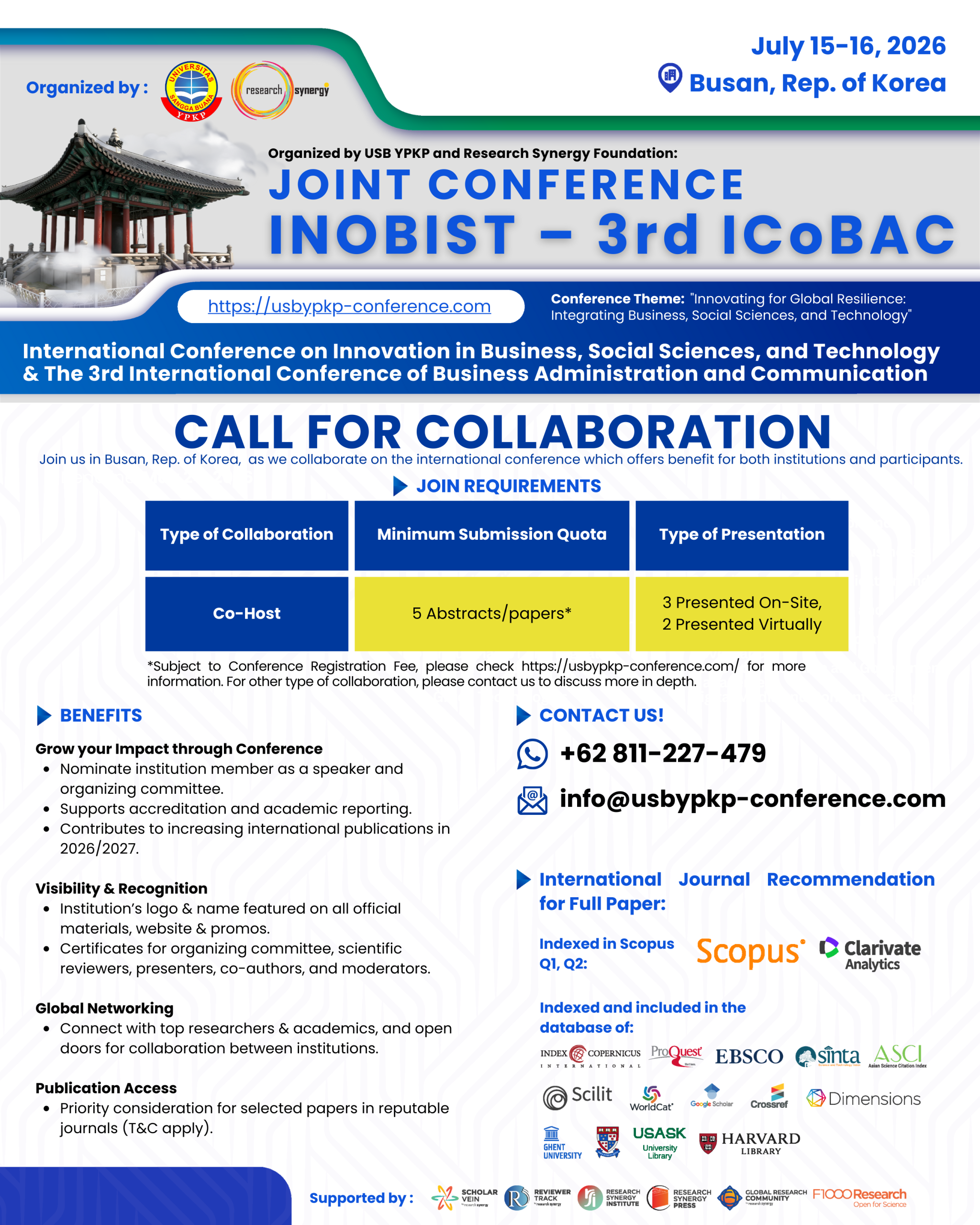 INOBIST-3rd ICoBAC - Call for Co-Host Collaboration
